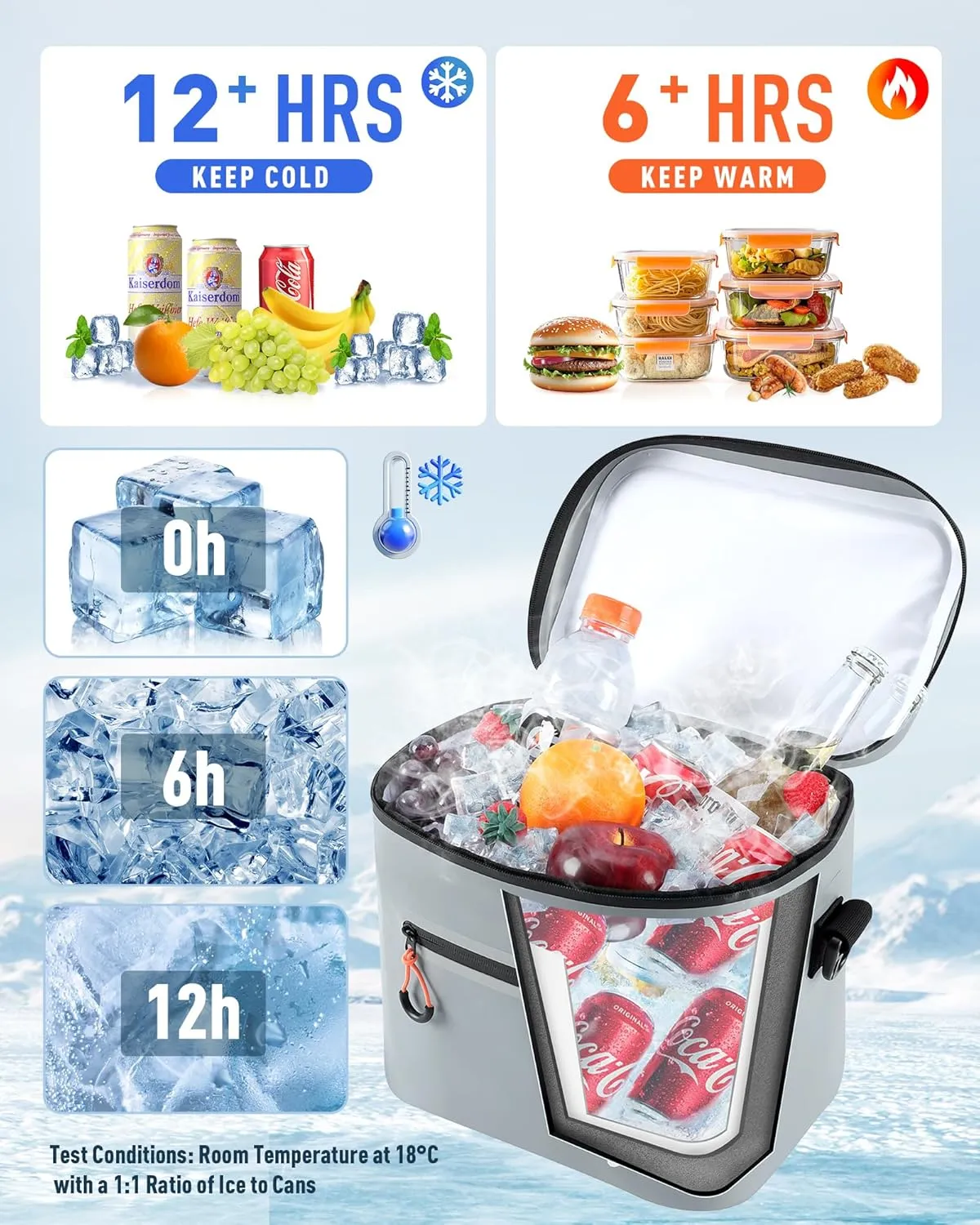 Soft-Sided Cooler Bag, 7/16/30 Can Portable Ice Chest Box, Waterproof, Leak-Proof, Insulated Cooler for Lunch, Beach, Drink, Beverage, Travel, Camping, Picnic