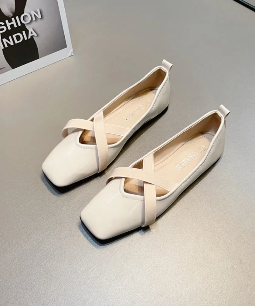 Splicing Women For Wine Shoes Red Flat Cross Leather Strap Faux