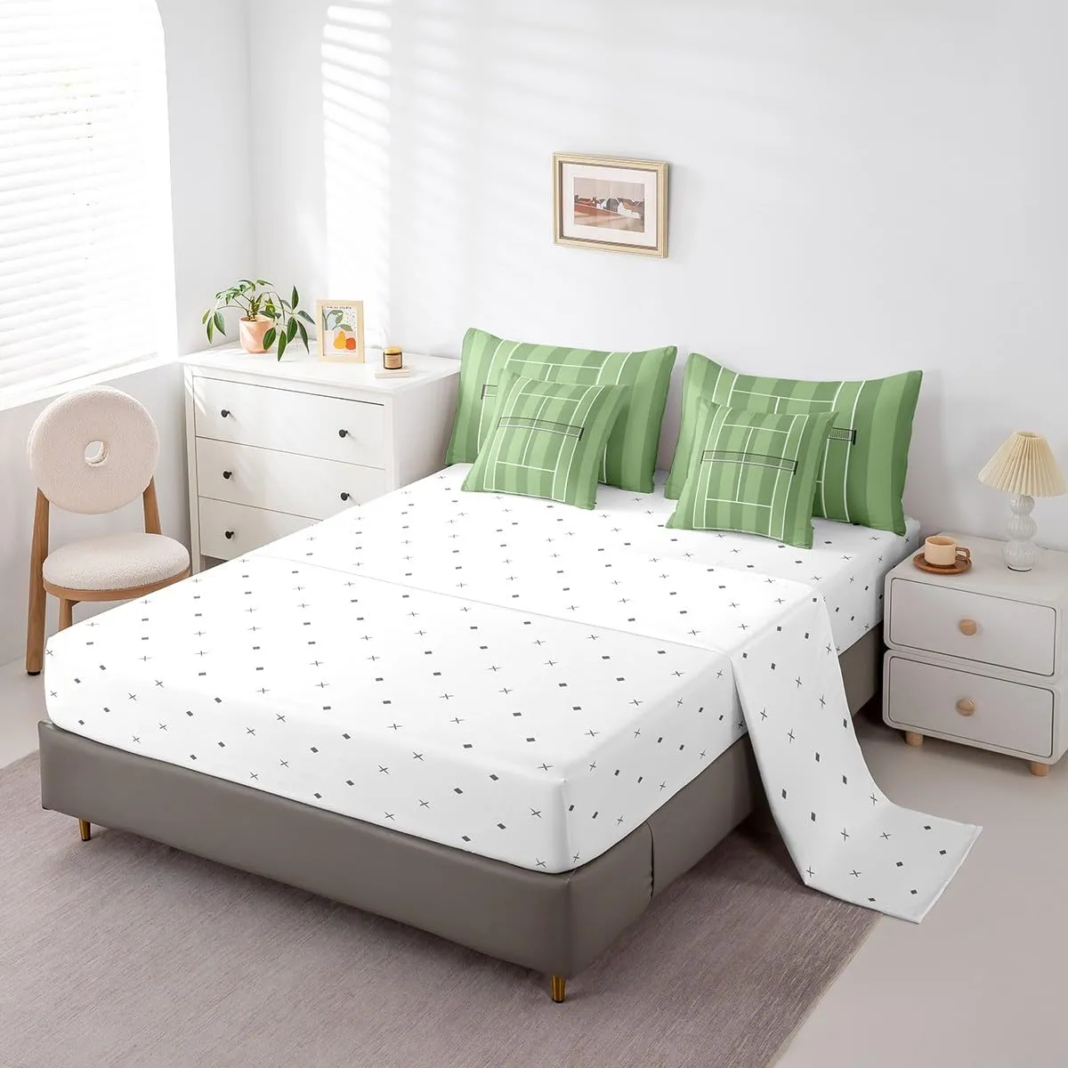 Sport Tennis Queen Comforter Set with Sheets Bed in a Bag 7 Pcs,3D Tennis Court Bed Set,Green Grassland Ball Game Playground Bedding Sets with Comforter,Flat,Fitted Sheet,Pillowcases,Pillow Covers
