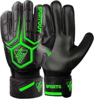 Sportout Goalie Gloves, Goalkeeper Gloves with Finger Protection, Breathable Soccer Goalie Gloves, 4mm Latex, for Kids Youth and Adult