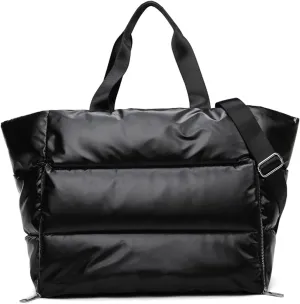 Sports Duffel Bags Women Winter Padded Gym Bag Fitness Solid Color Crossbody Yoga Mat Bags Handbags Outdoor Sports Shoulder Bag Shopping Female(Black)