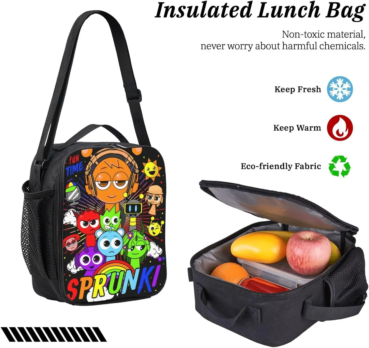 Sprunki Backpack Cartoon Print Fashion Lightweight Multi-Purpose Backpack, Unisex, 3set