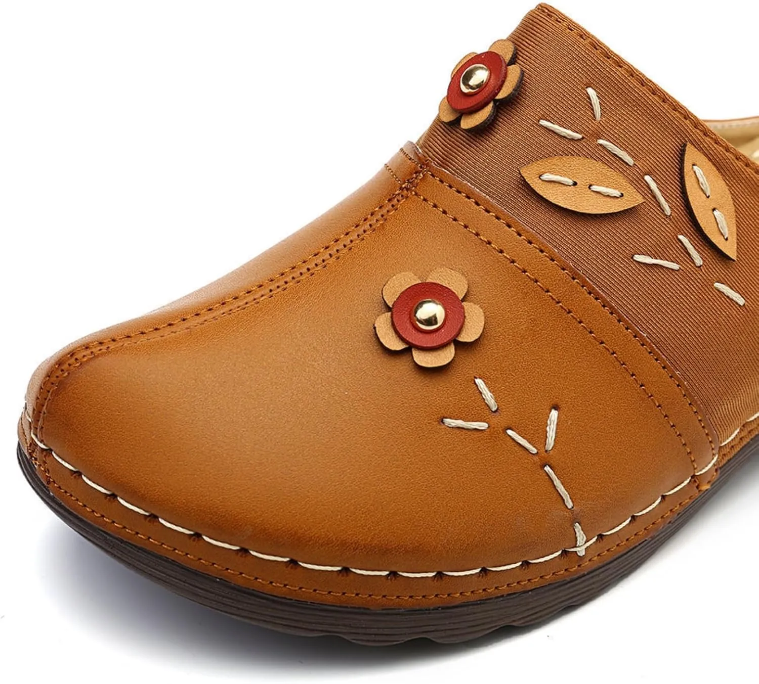Summer Mules for Women Comfortable Slip-On Closed Toe Clog Breathable Walking Orthopedic Slippers Fashion Arch Support Orthotic Sandals Dressy lightweight Backless Shoes with Flowers