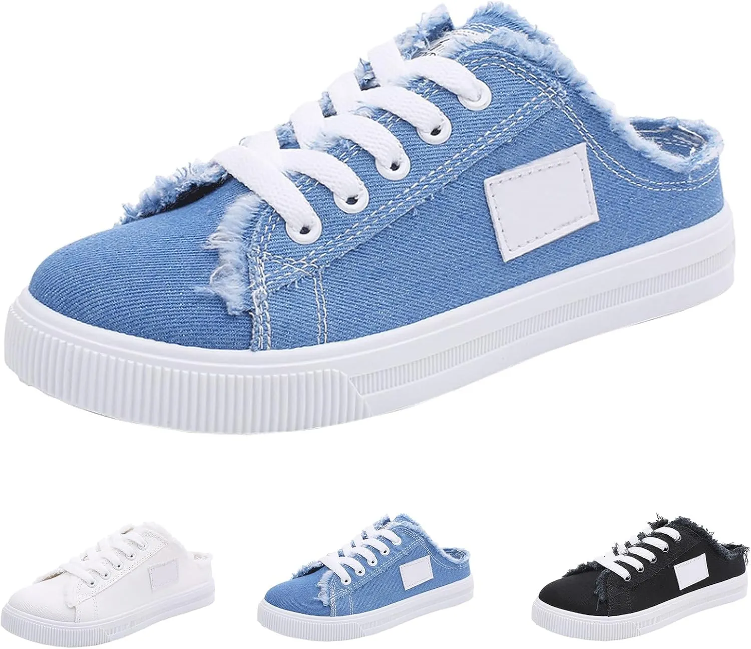 Summer Mules for Women Fashion Comfortable Slip On Sneaker Casual Lightweight Canvas Mules Comfort Non Slip Backless Sneakers Elegant Walking Shoes Classic Work Shoes