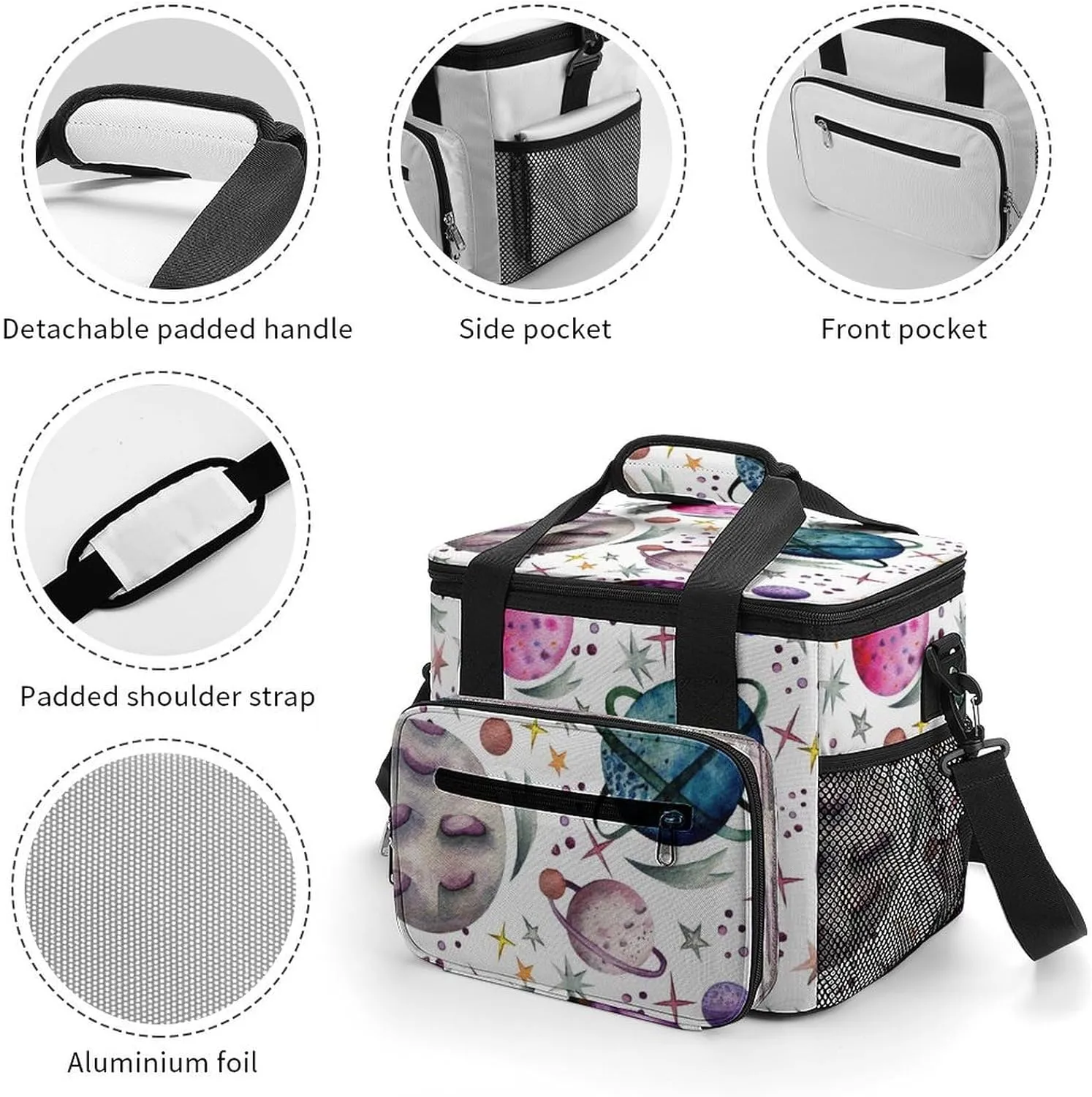 Summer Seashells Starfish 22.5L Waterproof Soft Cooler Bag Beach Wooden Insulated Lunch Box for Camping Fishing Beach Road Trips