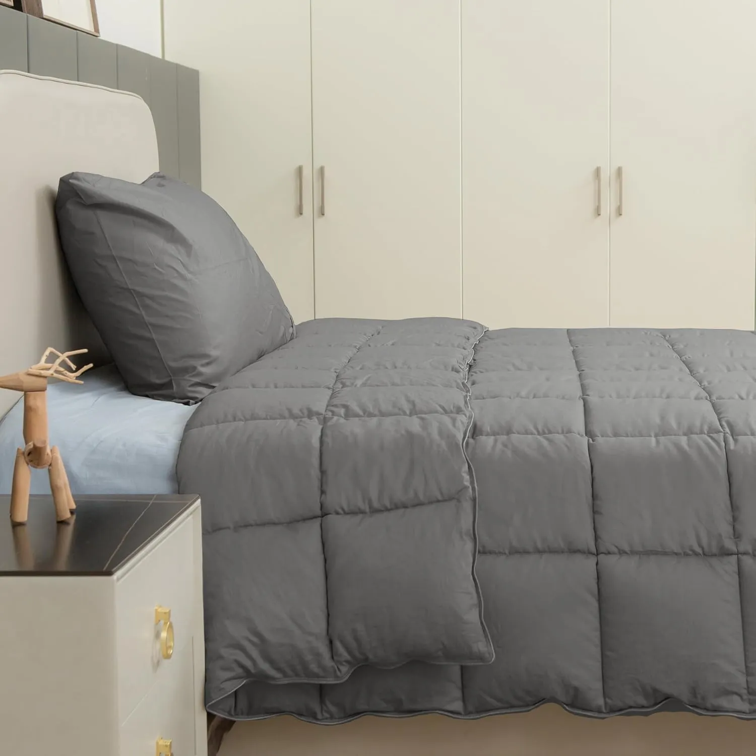 sunflower Comforter Twin Duvet Insert Steel Gray Twin XL Comforter Down Alternative Filling 100% Cotton Shell All Season for Dorm Hypoallergenic Warm Breathable Machine Washable with Corner Taps