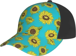 Sunflowers Pattern Print Baseball Cap for Men and Women – Curved Brim, Perfect for Outdoor, Sports, Travel, and Four Seasons Black