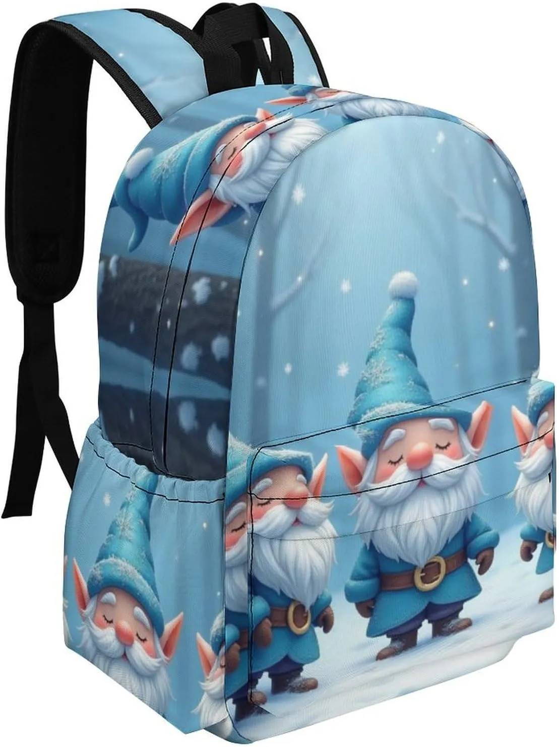 SWEET TANG College Backpack Lightweight for Women Men, Large Capacity and Comfortable Bookbag Rucksack Compatible with Christmas Gnomes Cute Dwarf Blue Laptop Backpack