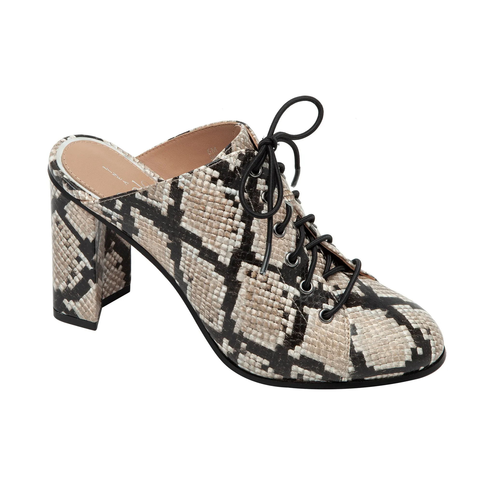 SYLVIE | Sassy Lace-Up High Block Heel Leather Mule