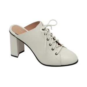 SYLVIE | Sassy Lace-Up High Block Heel Leather Mule