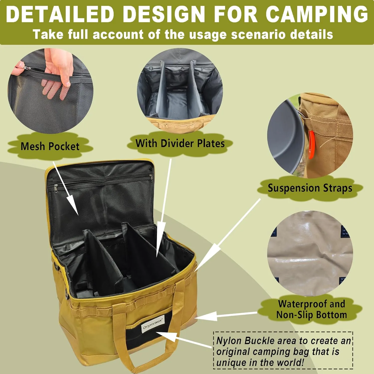 Tactical Camping Storage Bag - Wear-Resistant and Water-Resistant 600D Oxford Fabric, Upgraded Non-Slip and Wear-Resistant PU Bottom, DIY Area, Soft Bag Design Provides More Flexible Storage Space