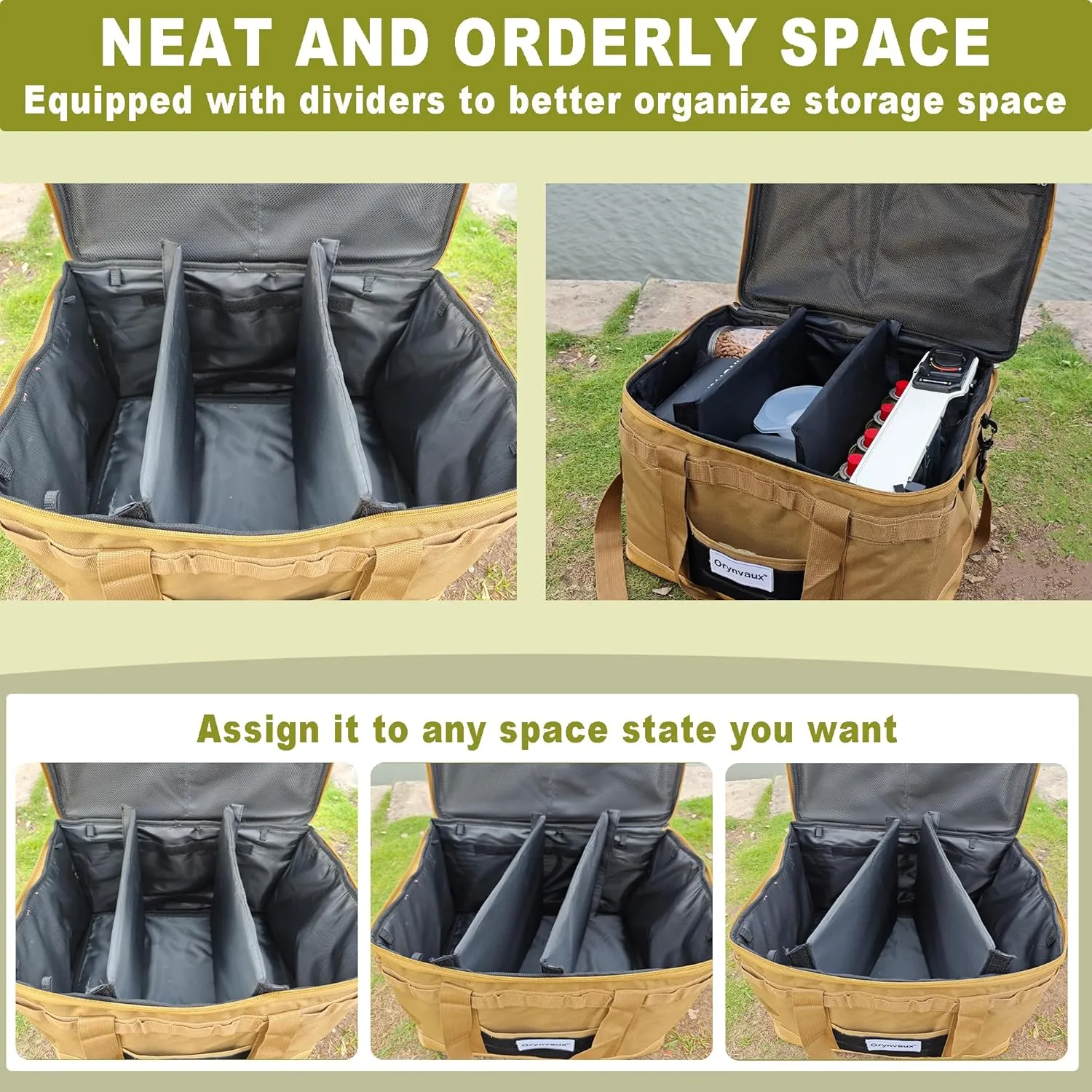 Tactical Camping Storage Bag - Wear-Resistant and Water-Resistant 600D Oxford Fabric, Upgraded Non-Slip and Wear-Resistant PU Bottom, DIY Area, Soft Bag Design Provides More Flexible Storage Space
