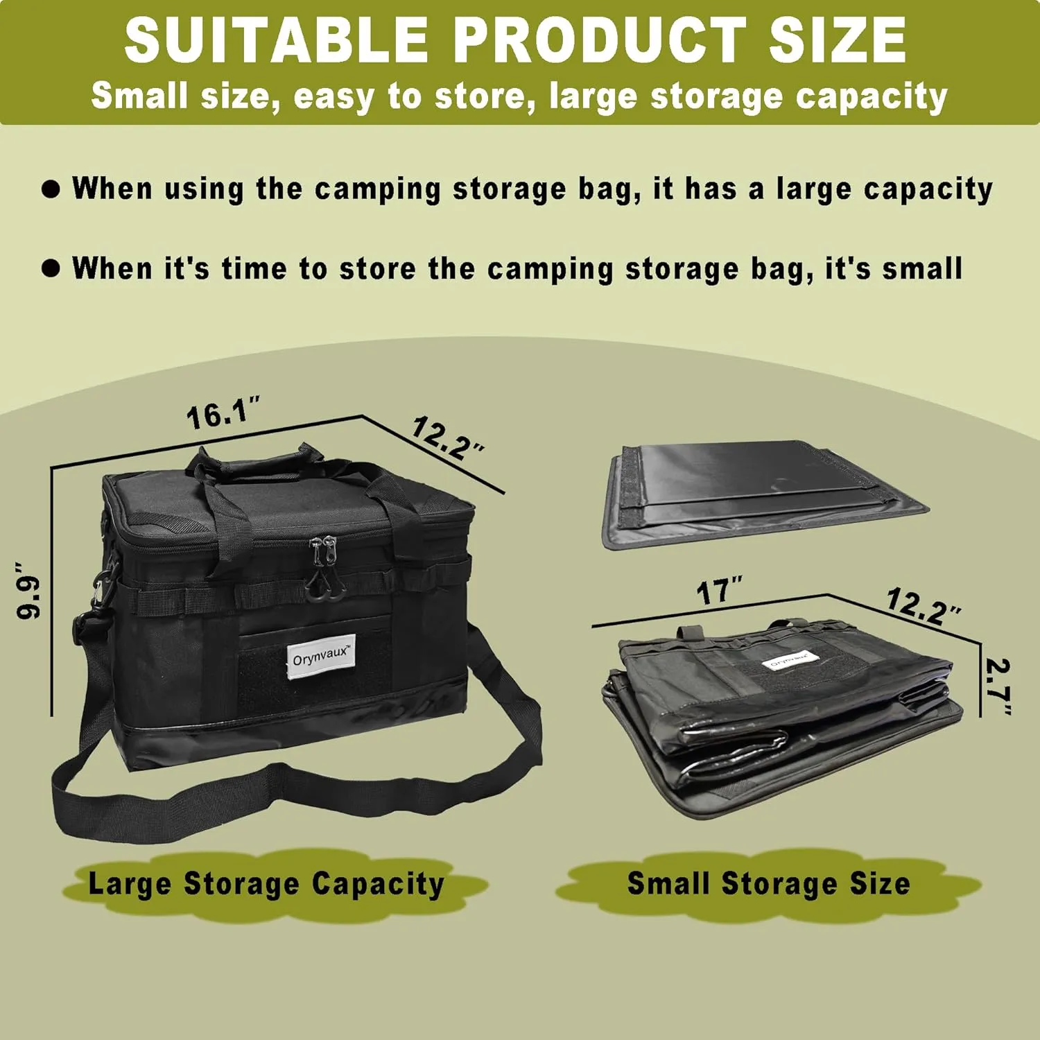 Tactical Camping Storage Bag - Wear-Resistant and Water-Resistant 600D Oxford Fabric, Upgraded Non-Slip and Wear-Resistant PU Bottom, DIY Area, Soft Bag Design Provides More Flexible Storage Space