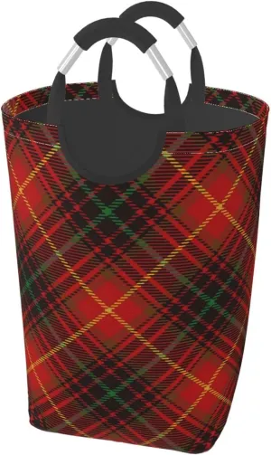 Tartan-Red-Green-Gold-And-Black-Color-Plaid-Flannel-Shirt-S-Trend 50l Collapsible Laundry Basket With Soft Handles - Space-Saving Laundry Bin, Suitable For Home And Dormitory.