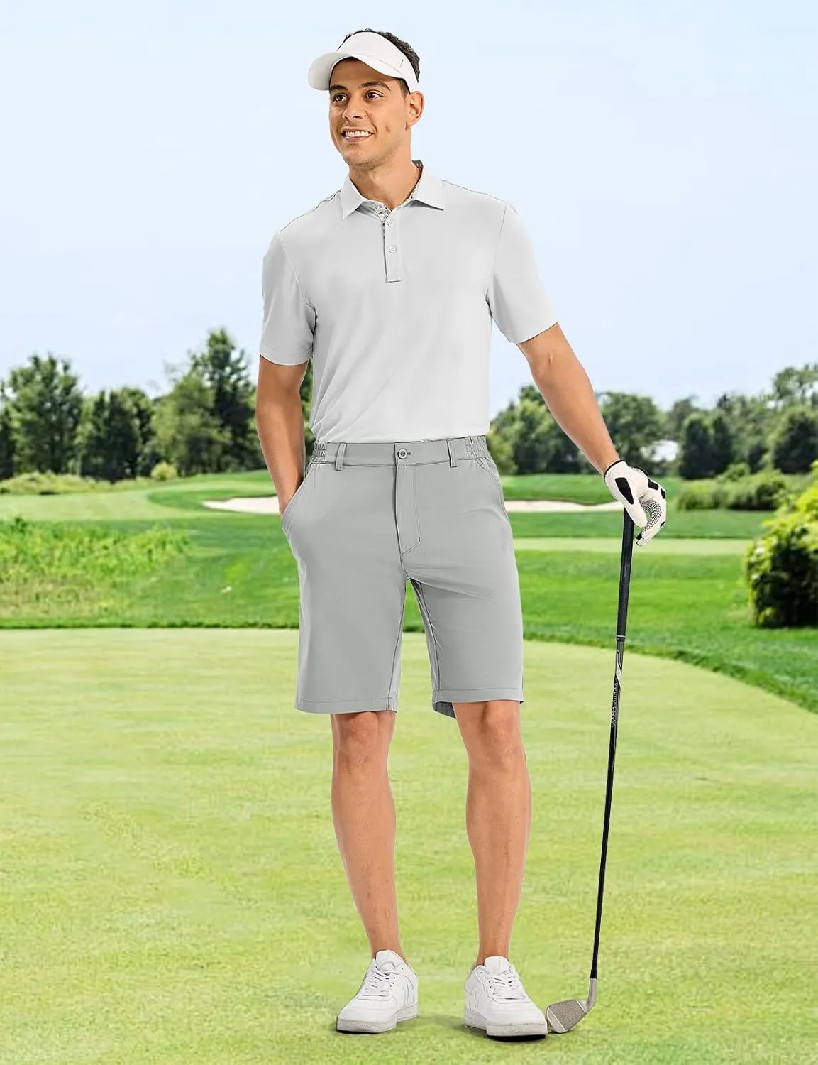 TBMPOY Men's Golf Shorts 10" Quick Dry Lightweight Stretch Dress for Flat Front Work Casual Hiking Shorts with 4 Pockets