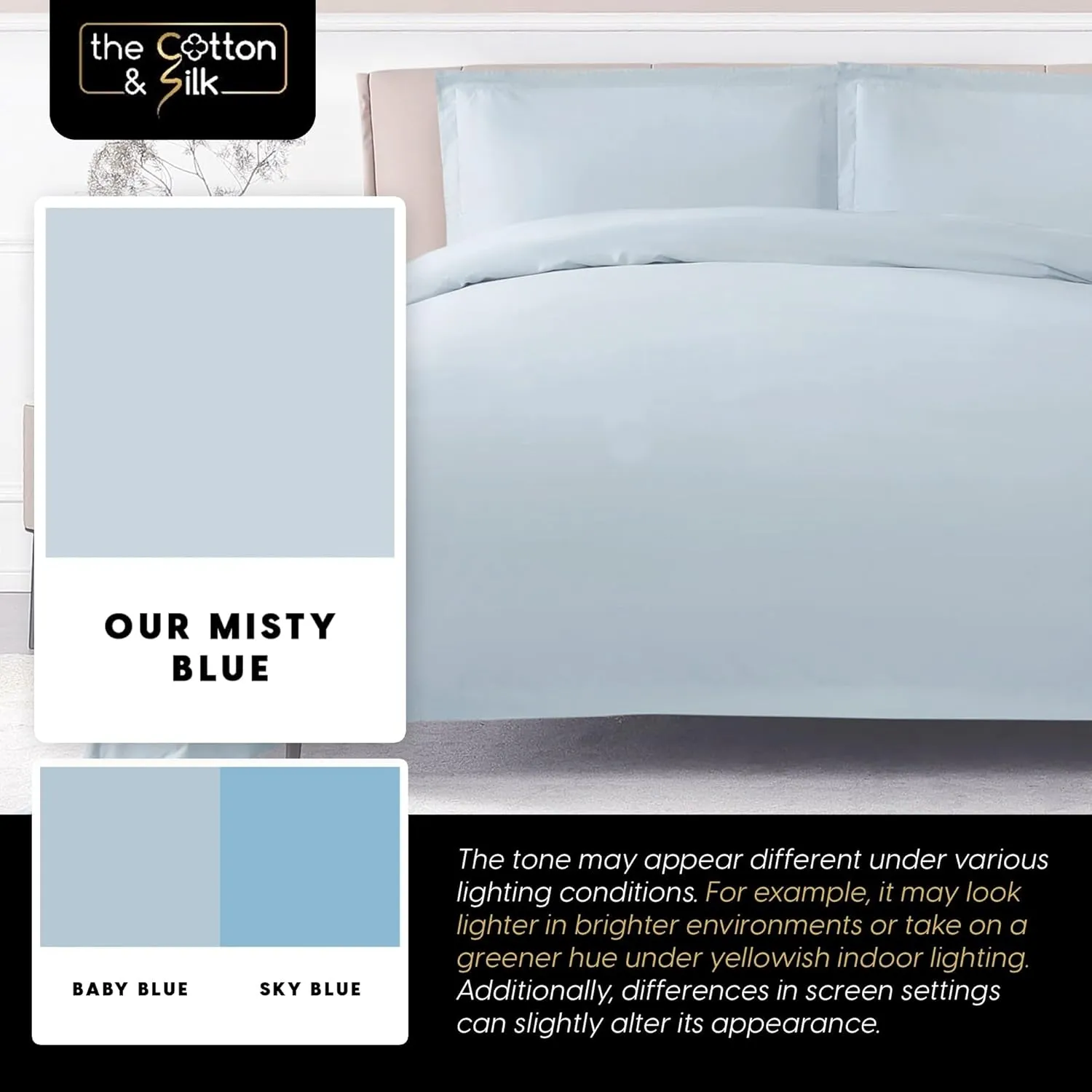THE COTTON & SILK 100% Luxury Long-Staple Cotton Duvet Cover Set - Soft & Breathable, Queen Size, White (1 Duvet Cover with Corner Ties & Hidden Zipper, 2 Pillow Shams)