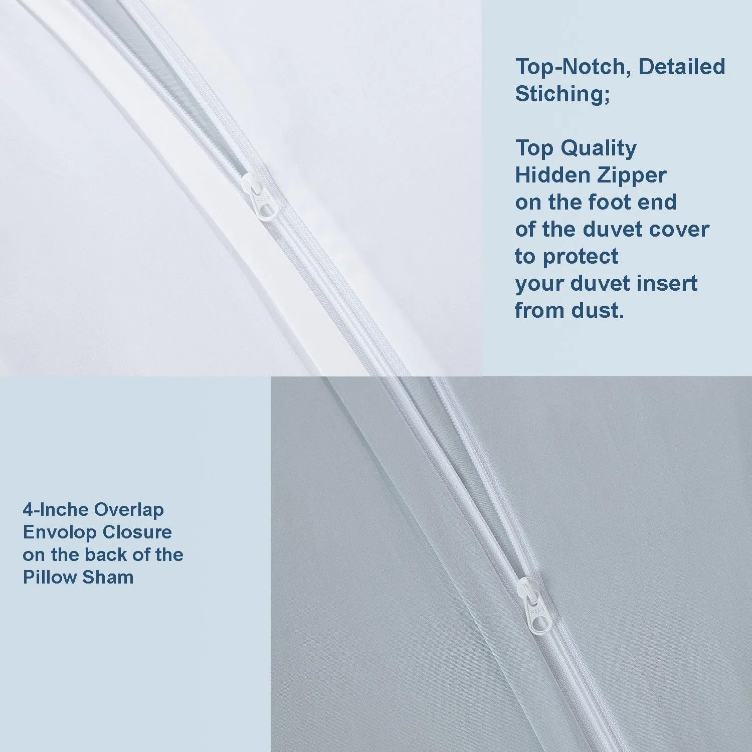 THE COTTON & SILK 100% Luxury Long-Staple Cotton Duvet Cover Set - Soft & Breathable, Queen Size, White (1 Duvet Cover with Corner Ties & Hidden Zipper, 2 Pillow Shams)