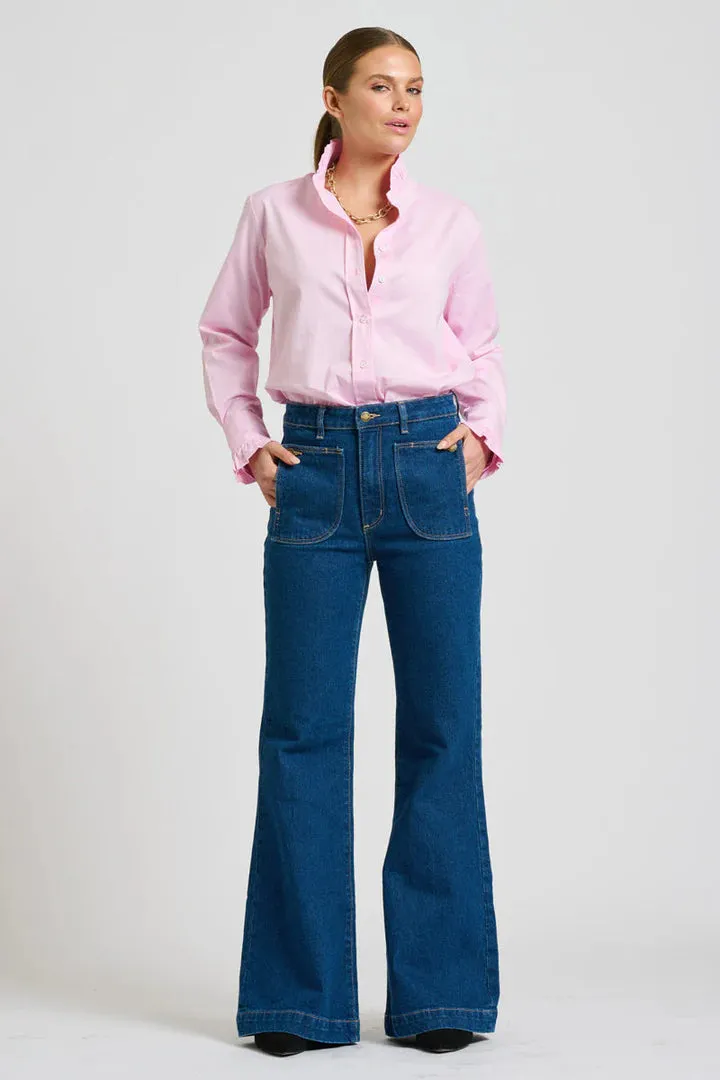 The Olivia Classic Cut Shirt Frill - Pink Oxford
