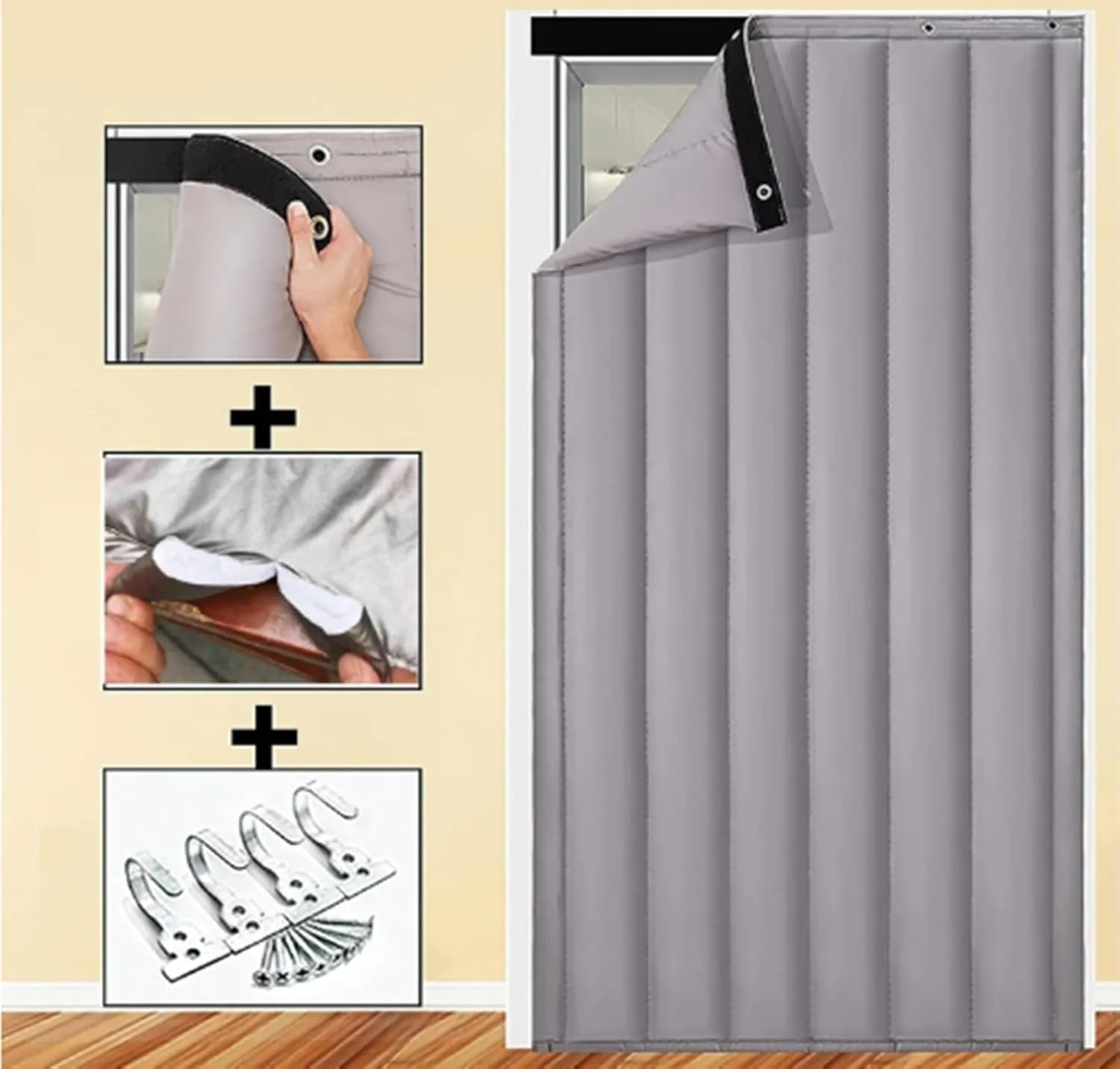 Thermal Insulated Door Curtain,Soundproof Door Cover,Door Blanket for Winter,Doorway Cover Screen Noise Reduction Waterproof Warm .for Living Room Patio, Oxford Fabric (W39.38 * H82.68in/100 * 210cm)