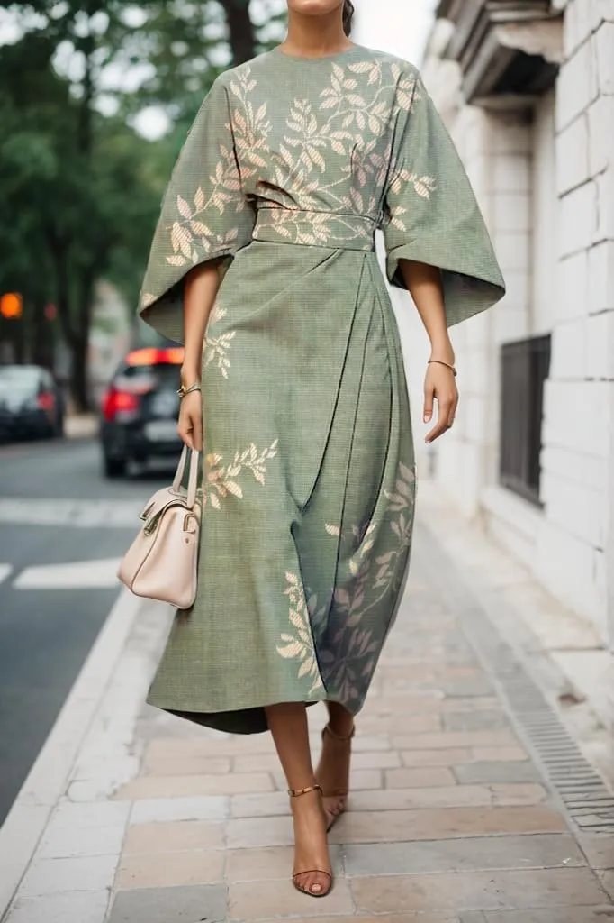 TIAFORD Women's Spring Summer Elegant Floral Print Empire Waist Dress Casual Cute Crew Neck Loose Half Sleeve Maxi Dresses