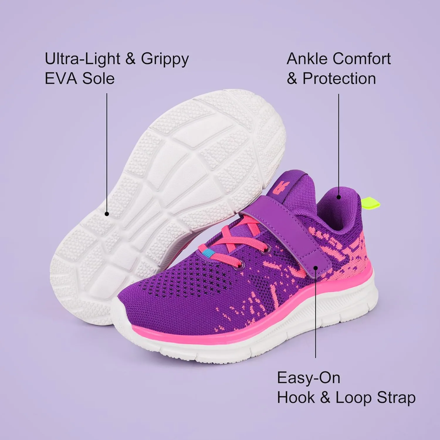 Tobfis Boys Girls Kids Arch Support Strap Athletic Running Tennis School Shoes Breathable Walking Sneakers Better for Flat Feet (Toddler/Little/Big Kid)