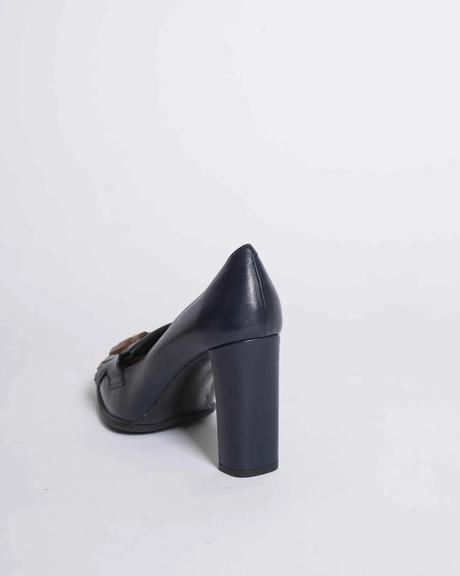Tod's Black & Brown Cream Leather Fringe Loafer Pumps