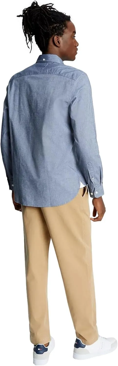 TOMMY HILFIGER Men's Signature Long Sleeve Casual Button Down Shirt in Regular Fit 2025 Collection