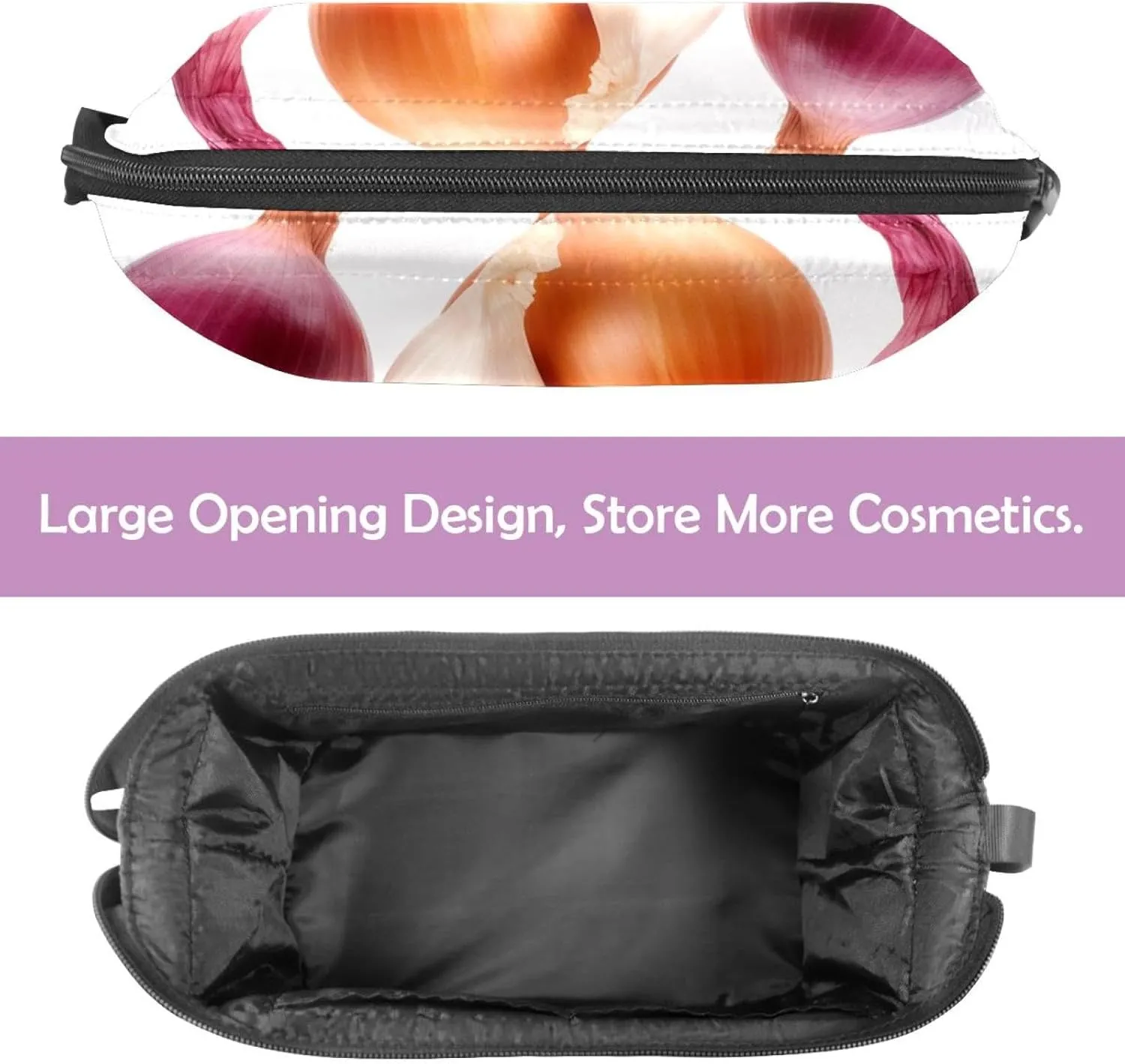 Travel Makeup Bag,Travel Toiletry Bag for Women,Vegetables Onion and Garlic,Cosmetic Travel Bag