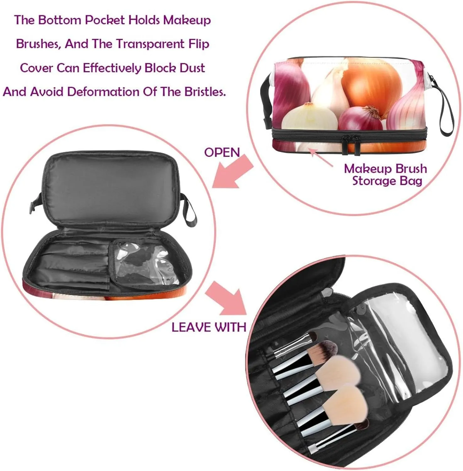 Travel Makeup Bag,Travel Toiletry Bag for Women,Vegetables Onion and Garlic,Cosmetic Travel Bag