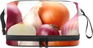 Travel Makeup Bag,Travel Toiletry Bag for Women,Vegetables Onion and Garlic,Cosmetic Travel Bag