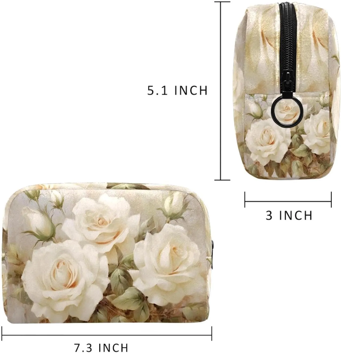Travel Makeup Bag,Travel Toiletry Bag for Women,Vintage Flowers Blooms,Cosmetic Travel Bag