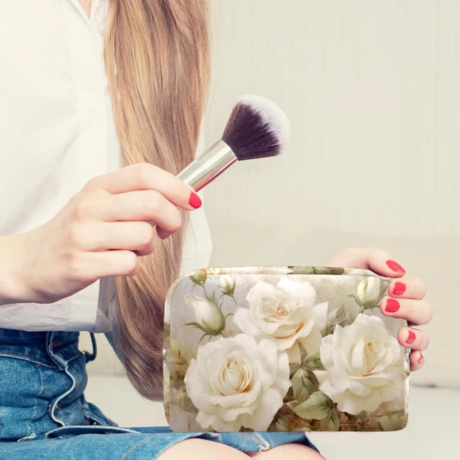 Travel Makeup Bag,Travel Toiletry Bag for Women,Vintage Flowers Blooms,Cosmetic Travel Bag