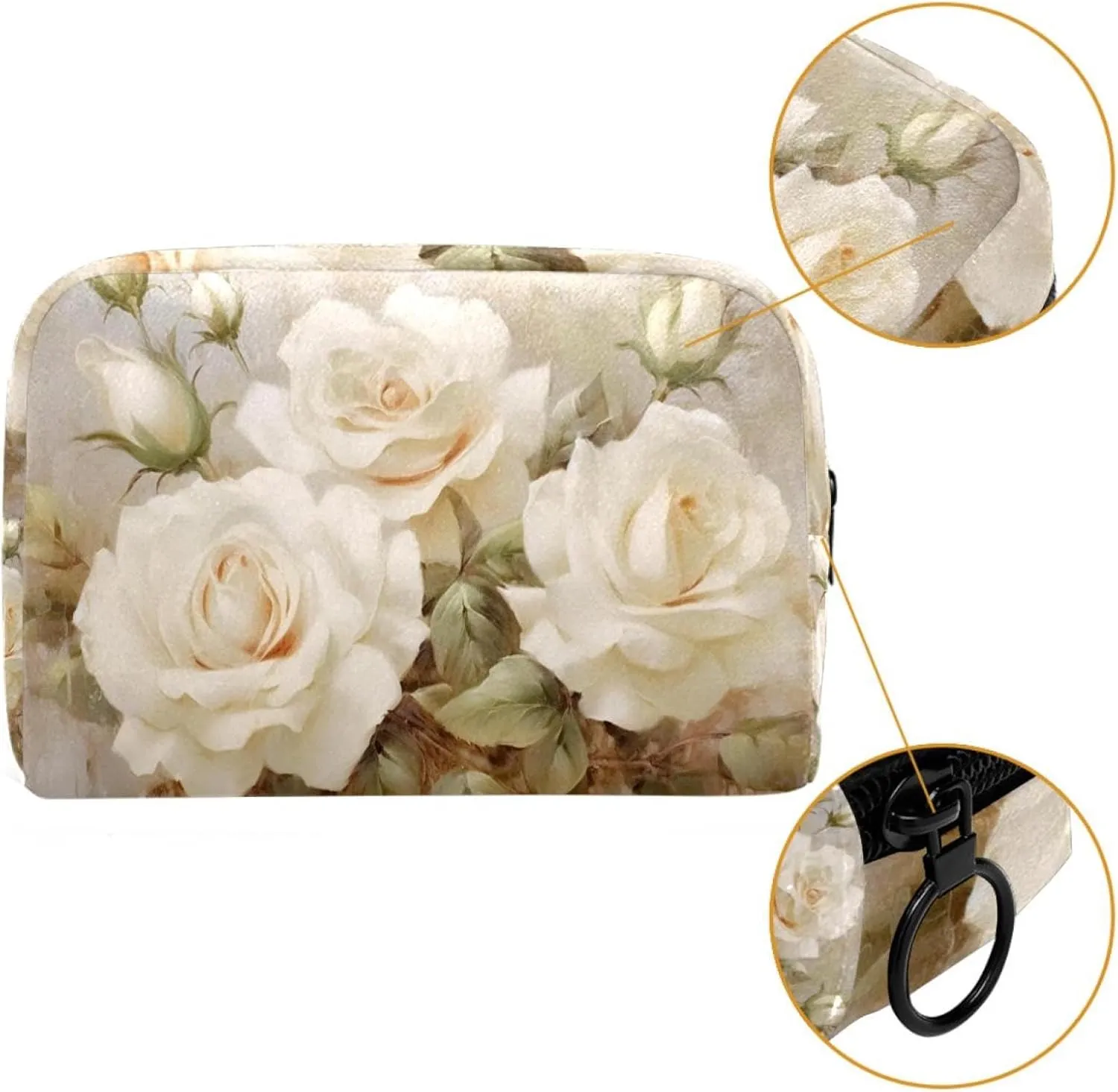 Travel Makeup Bag,Travel Toiletry Bag for Women,Vintage Flowers Blooms,Cosmetic Travel Bag