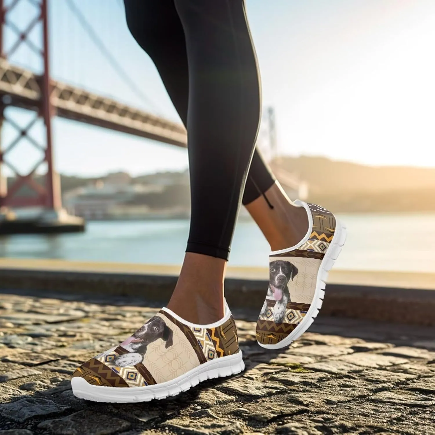 Tribal Lightweight Sneakers for Women Slip On Running Shoes Casual Walking Shoes Non Slip Tennis Shoes Comfortable Mesh Fashion Loafers US Size 5.5-11.5