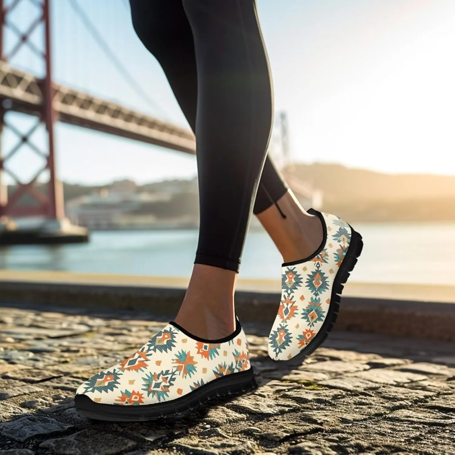 Tribal Women's Slip On Casual Loafers Lightweight Comfort Breathable Mesh Low-Cut Workout Anti-Skid Shoes for Walking Running Athletic Gym Sneakers US Size5.5-11.5