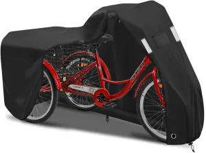 Trike Cover, 3-Wheel Bike Cover, 600D Oxford Cloth Waterproof, UV Resistant, Tear Resistant, Black, 75*30*44 in