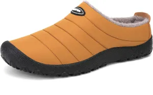 UBFEN Mens Womens Winter Warm Slippers with Fuzzy Plush Lining Slip on House Shoes Indoor Outdoor Anti-Skid Rubber Sole