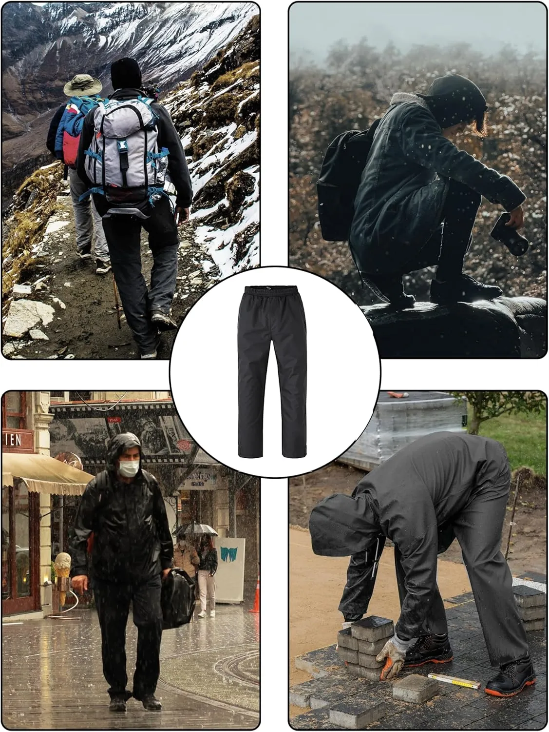 Ubon Rain Pants for Women Waterproof - Packable Hiking Pants Outdoor Rain Over Pants, Golf Rain Pants
