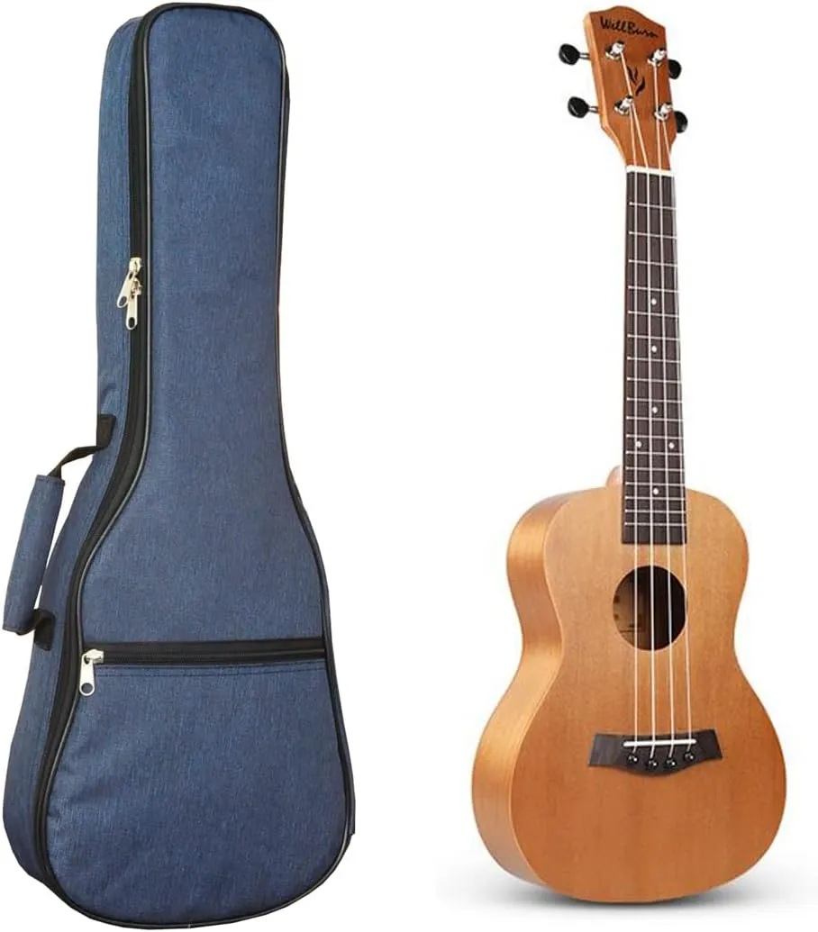 Ukulele Case Bag Baritone 30 inches Soft Adjustable Dual Shoulder Straps Backpack Case with 0.39 inch Thick Sponge Padding Protective Waterproof Nylon (Blue)