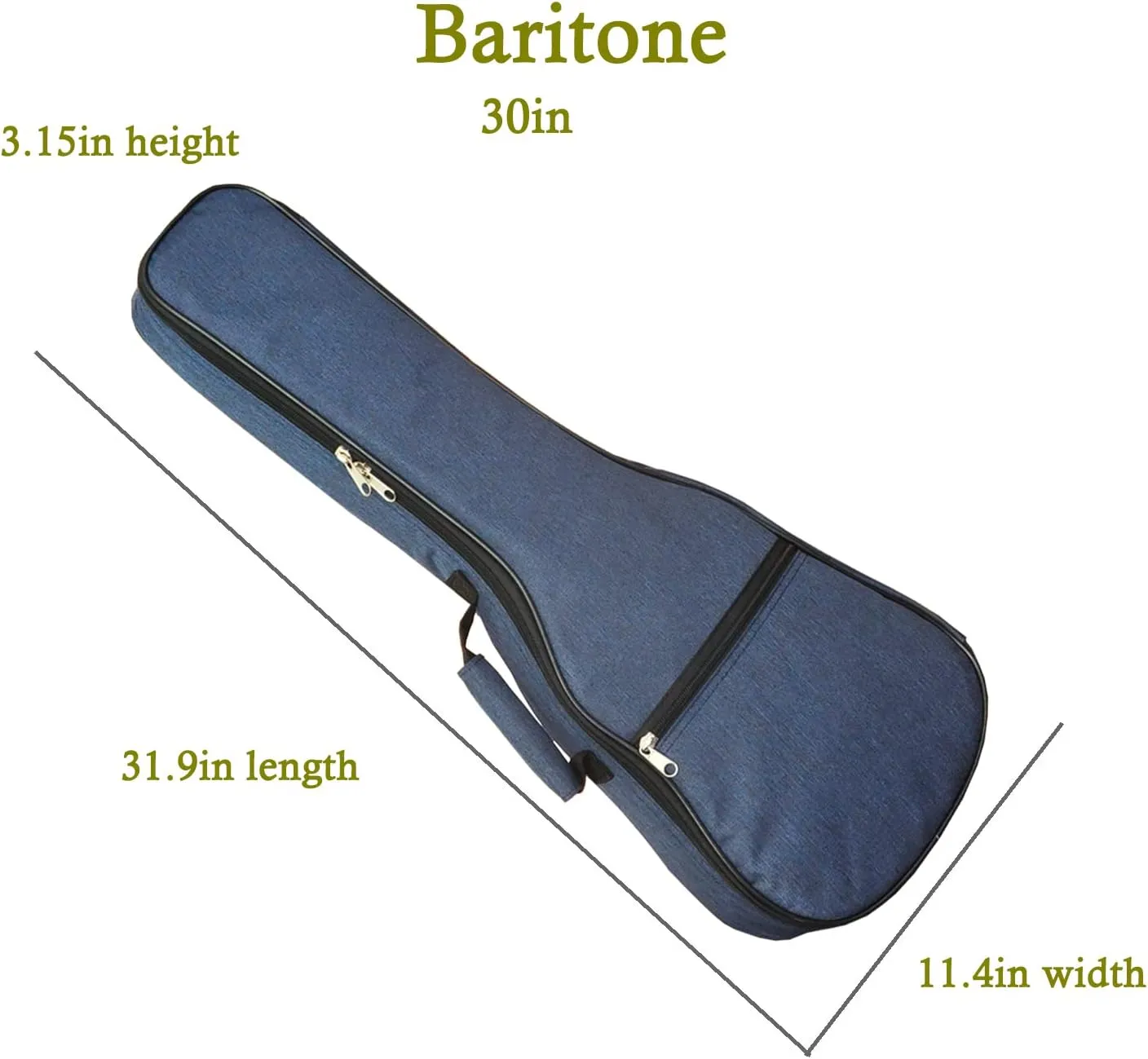 Ukulele Case Bag Baritone 30 inches Soft Adjustable Dual Shoulder Straps Backpack Case with 0.39 inch Thick Sponge Padding Protective Waterproof Nylon (Blue)