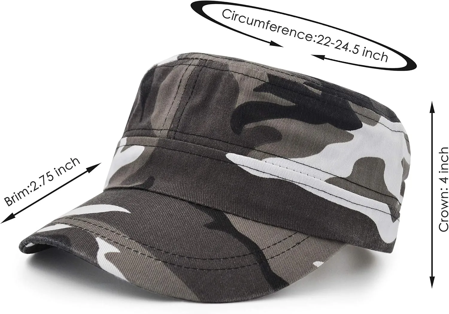 UltraKey Flat Top Baseball Cap, Men Women Cotton Baseball Twill Army Millitary Hat Cap