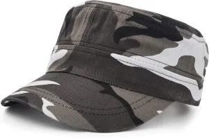 UltraKey Flat Top Baseball Cap, Men Women Cotton Baseball Twill Army Millitary Hat Cap