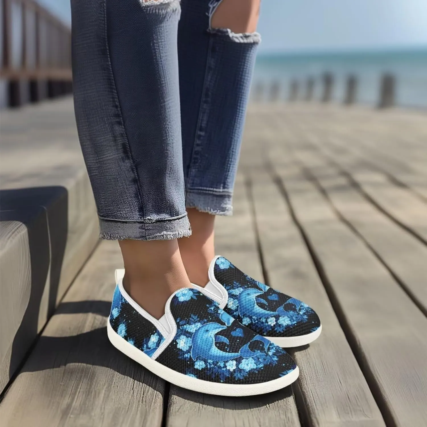 UNICEU Women Casual Slip On Sneaker Mesh Light Weight Sneaker Womens Road Running Shoes Breathable Jogging Footwear