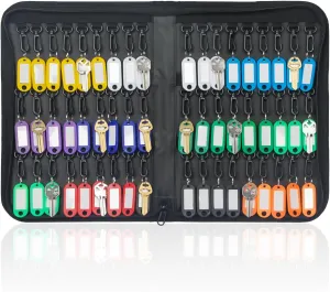 Uniclife Portable Zippered Key Case Waterproof and Fireproof Key Organizer with 54 Colorful Key Tags and Hooks Key Storage Book for Offices Real Estate Agencies Hotels and Rental Management