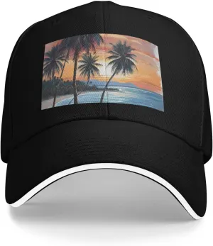 Unisex Adjustable Baseball Cap for Men Women, Beach Sunset Hammock Breathable Casual Sports Hat with Sweat-Wicking Band, Stylish Baseball Cap for Outdoor Activities, Fits Head Sizes 22-23 inch