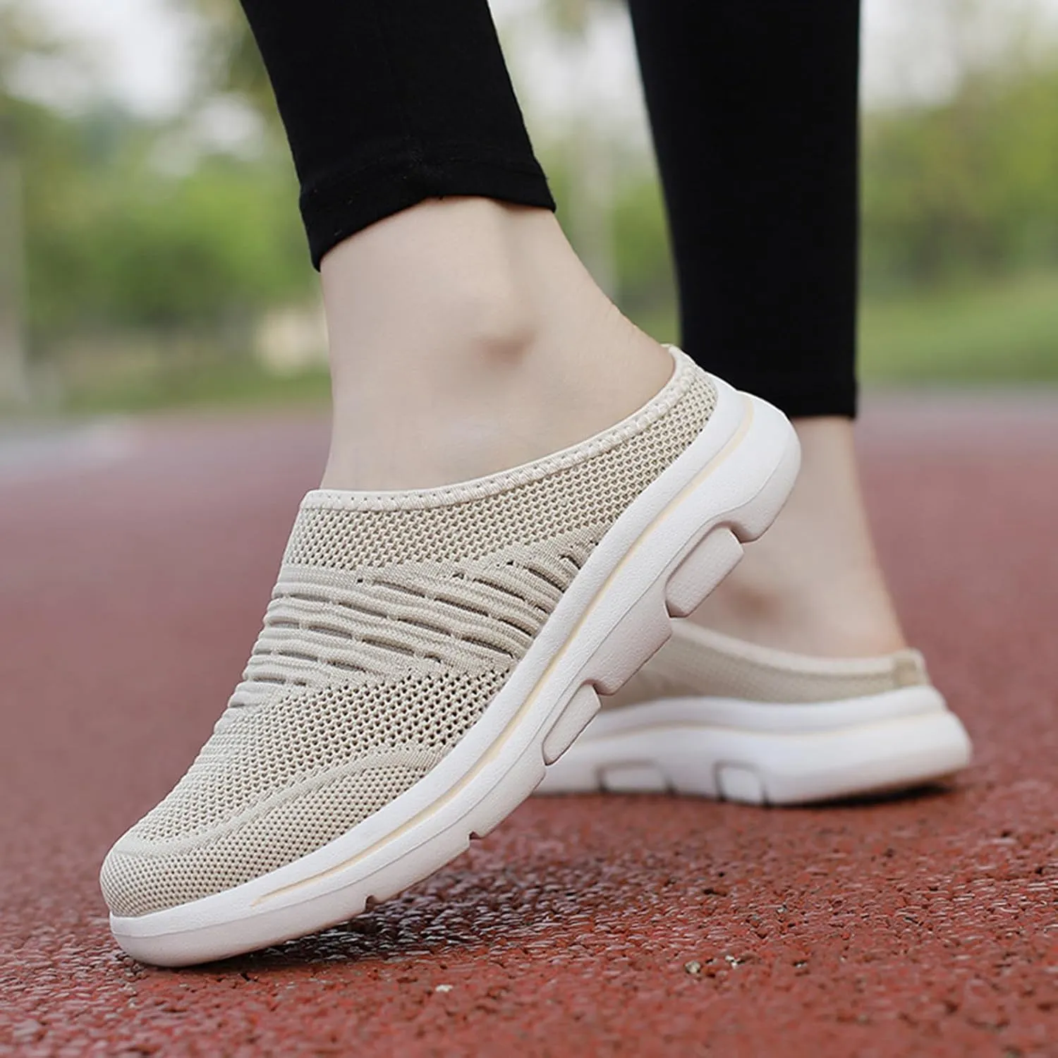 Unsiex Soft Sole Mules Summer Breathable Mesh Hollow Out Closed Toe Open Back Wedge Sandals Lightweight Comfortable Non-Slip Rubber Soles Walking Shoes