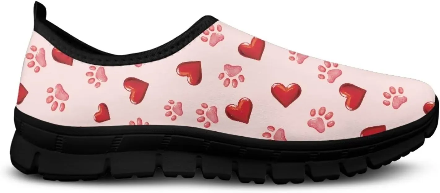 Valentine's Day Slip On Sneakers for Women Casual Low Top Flat Shoes Mesh Breathable Work Tennis Footwear