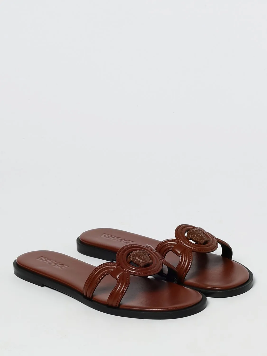 Versace Flat Sandals Woman Leather