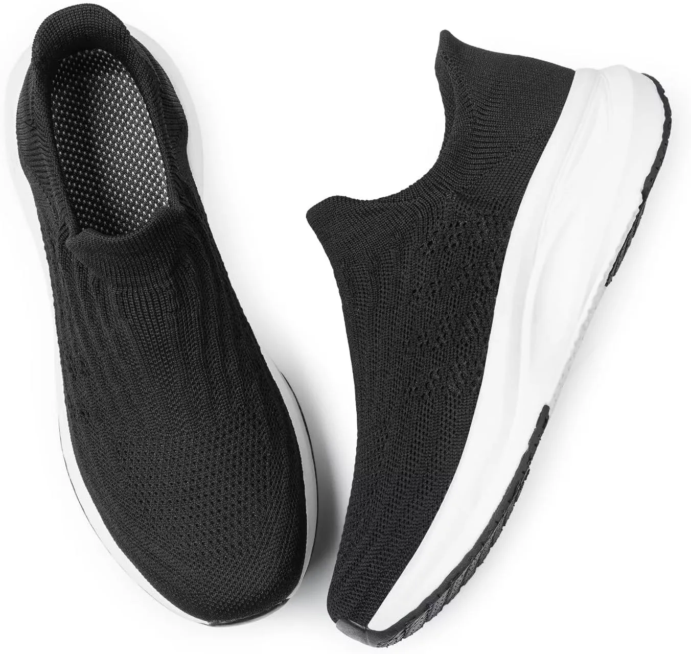 vibdiv Slip-in Walking Shoes Men Barefoot Sock Sneakers Flat Lightweight Casual Comfortable Breathable Laceless