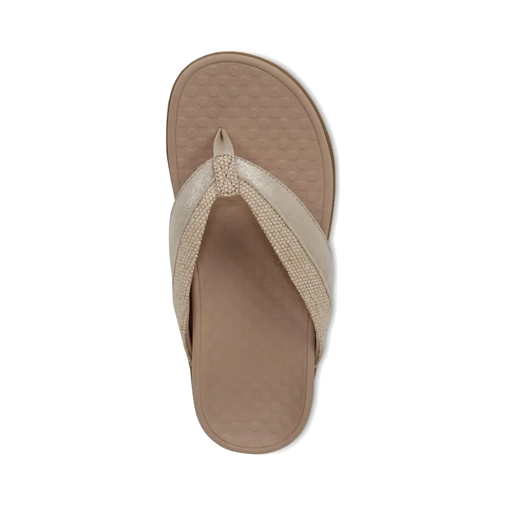 Vionic Women's Shore Toe Post Flip Sandal in Natural Gold